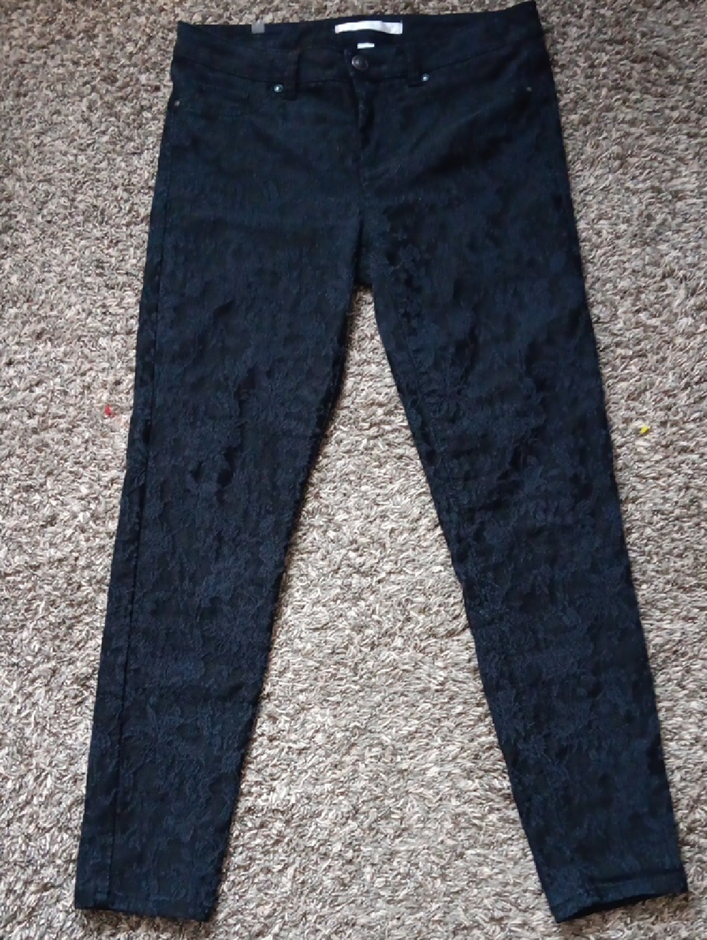 LC Lauren Conrad Black Brocade Skinny Jeans
